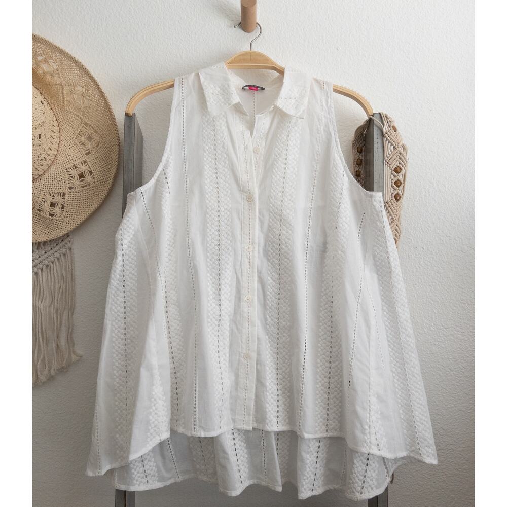Vince Camuto Crisp White Cotton Top size Small